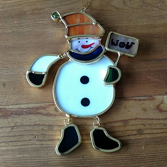 Stained Glass Snowman Ornament Moving Joints
